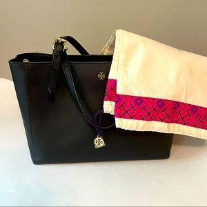 Tory Burch York Small Black Saffiano Leather Shoulder Tote